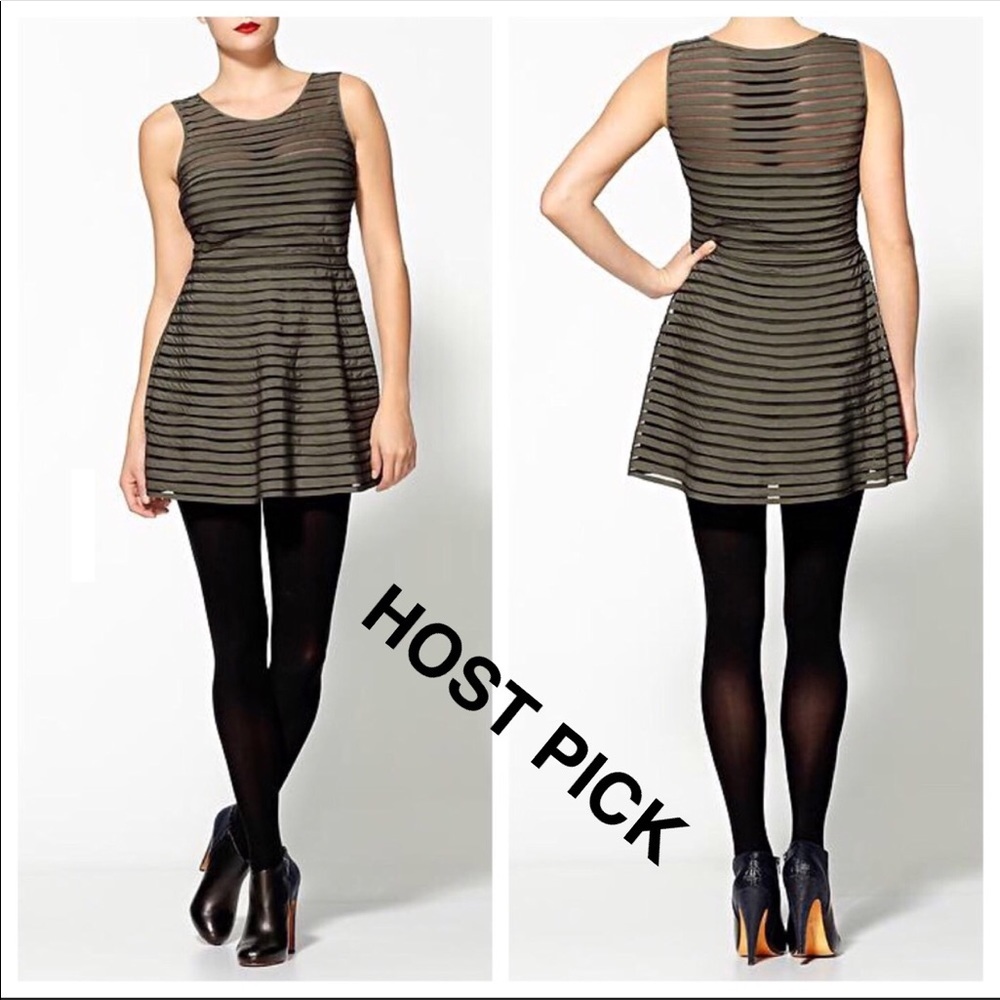 Parker Mesh Panel Dress olive green - Picture 2 of 14